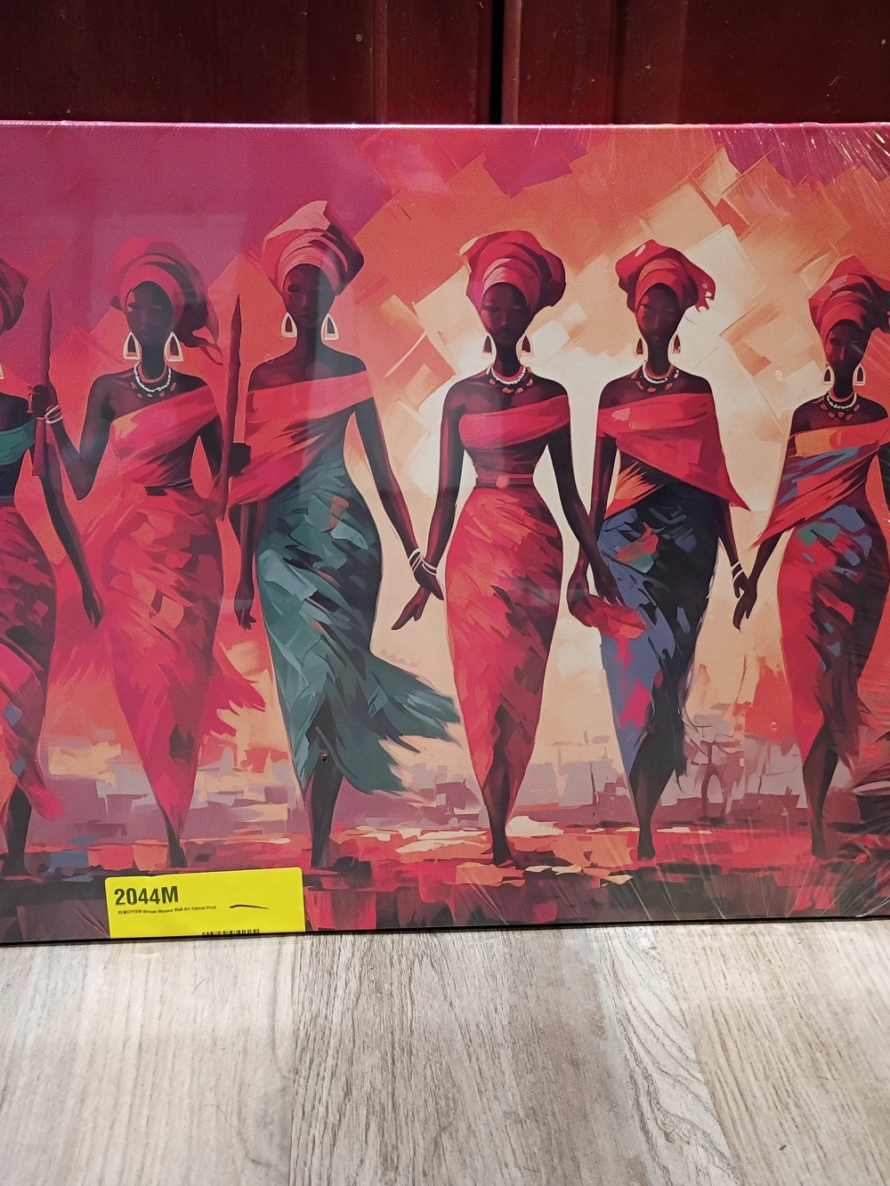 African-Inspired Wall Art Canvas Print in Red and Teal